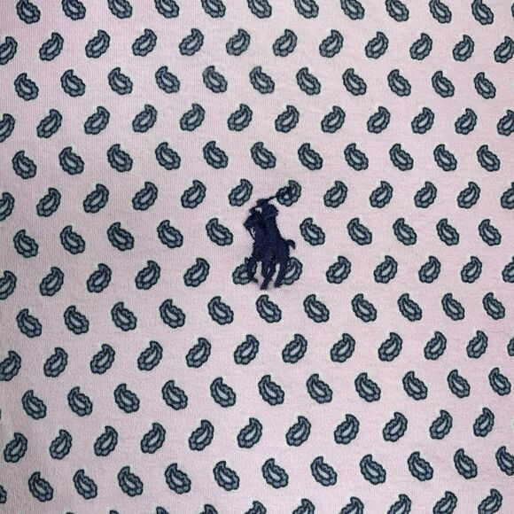 Polo Ralph Lauren Polo Shirt Men's XXL Classic Fit Pink Paisley All Over Print - Picture 3 of 6